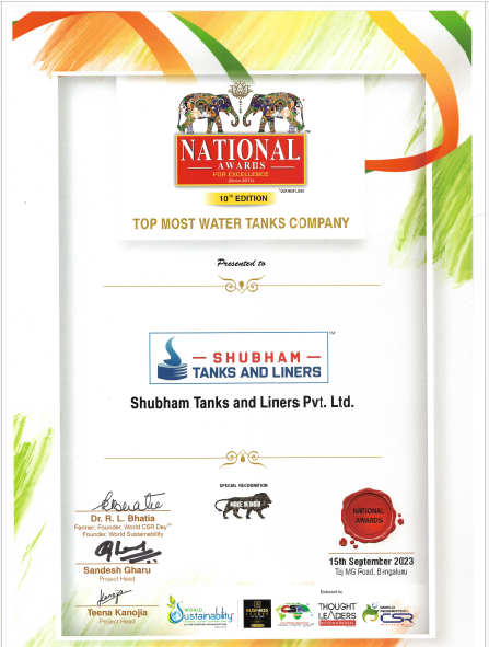 Top Most Water Tank Company Award